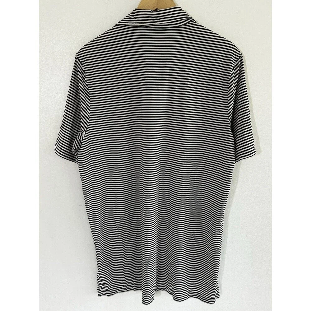 Men's Ralph Lauren RLX Polo Shirt Size Large Striped Black White Golf Preppy